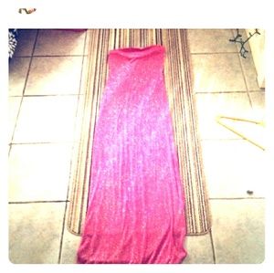 Long sparkle pink dress with slit on side
